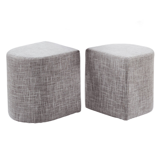 La Bella 2 Set Ottoman Stool Linen Fabric Footstool Foot Rest Pouffe Pouf Seat - Dark Grey