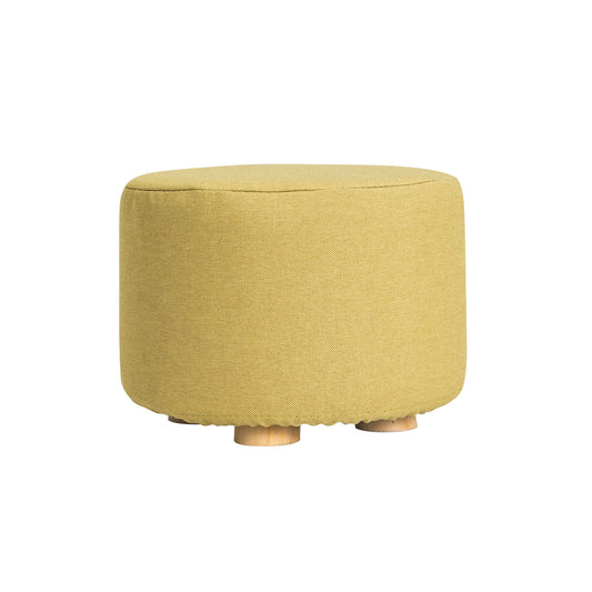 La Bella Ottoman Round Stool Fabric Wooden Leg Foot - Mustard Yellow