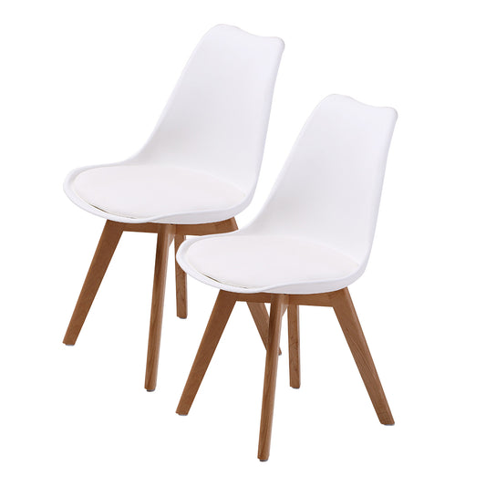 La Bella 2 Set Retro Dining Cafe Chair Padded Seat - White