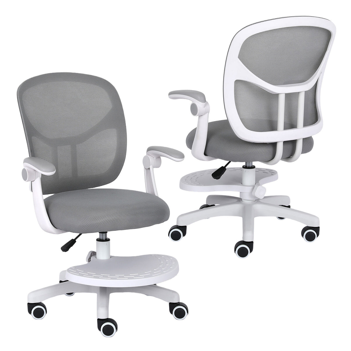 La Bella Grey Kids Desk Chair - Children Office Study Seat with Footrest NOVA