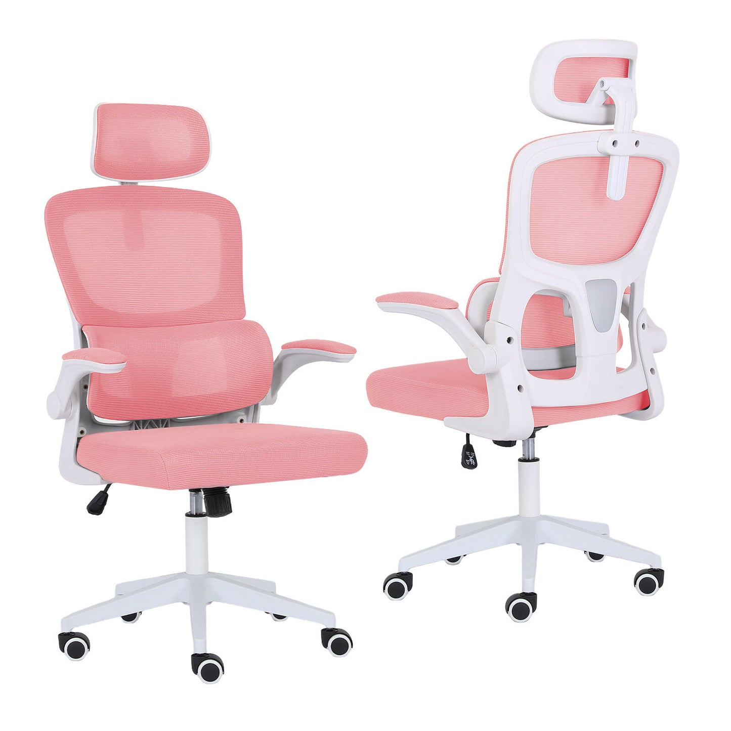 La Bella Pink Work Office Chair - Lumber Support, Flip-up Armrest, Adjustable Headrest SITIO
