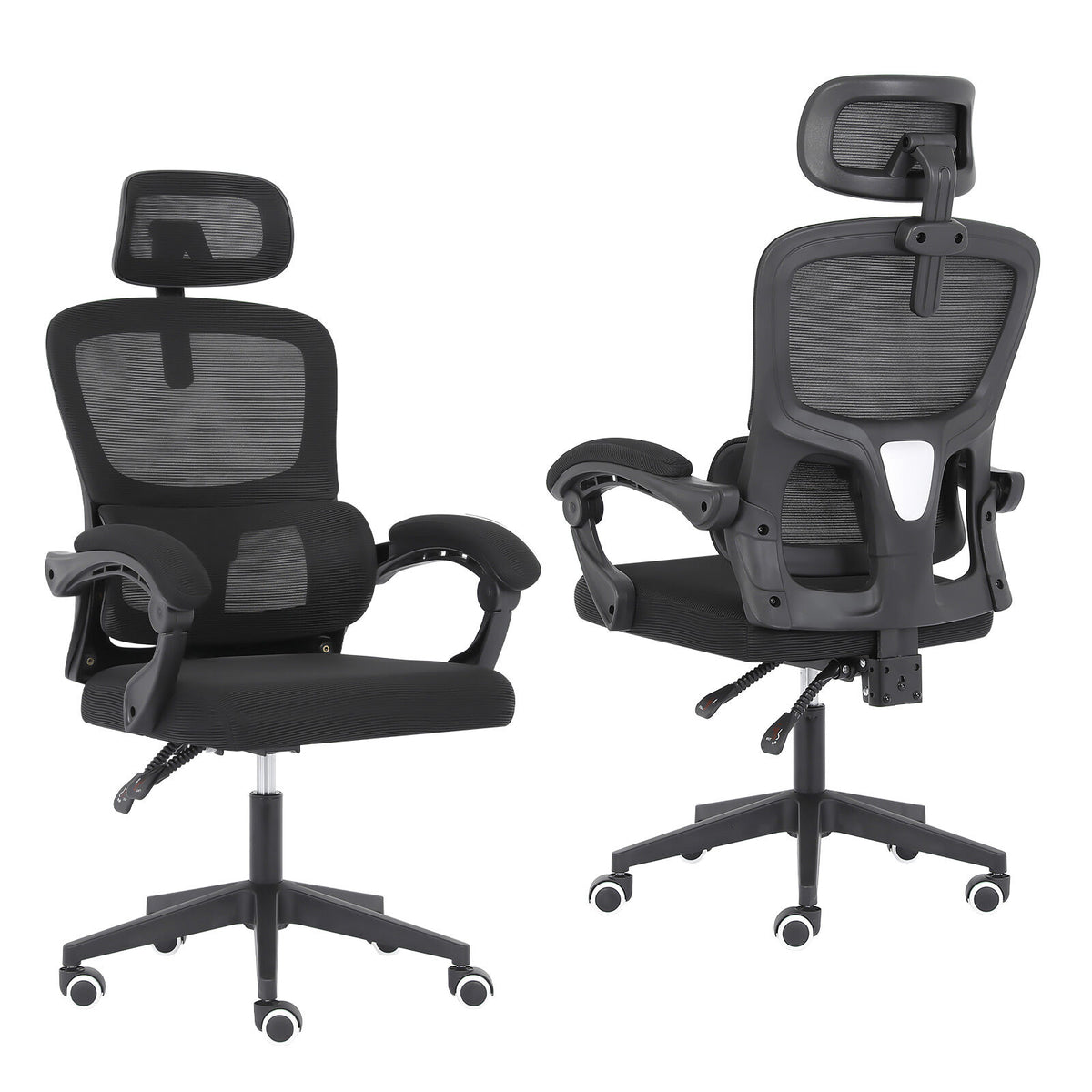 La Bella Black Ergonomic Office Chair - Lumbar Support, Adjustable Headrest VELTRA