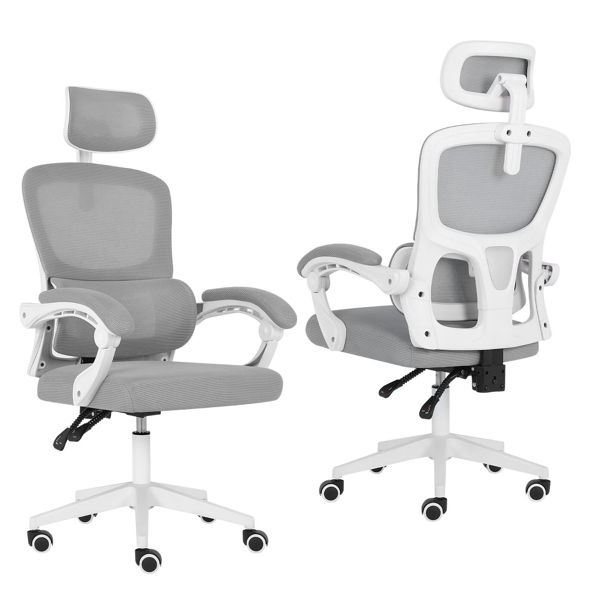 La Bella Grey Ergonomic Office Chair - Lumbar Support, Adjustable Headrest VELTRA