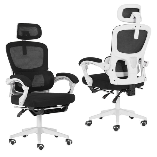 La Bella Black Ergonomic Office Chair - Footrest, Lumbar Support, Adjustable Headrest VELTRA