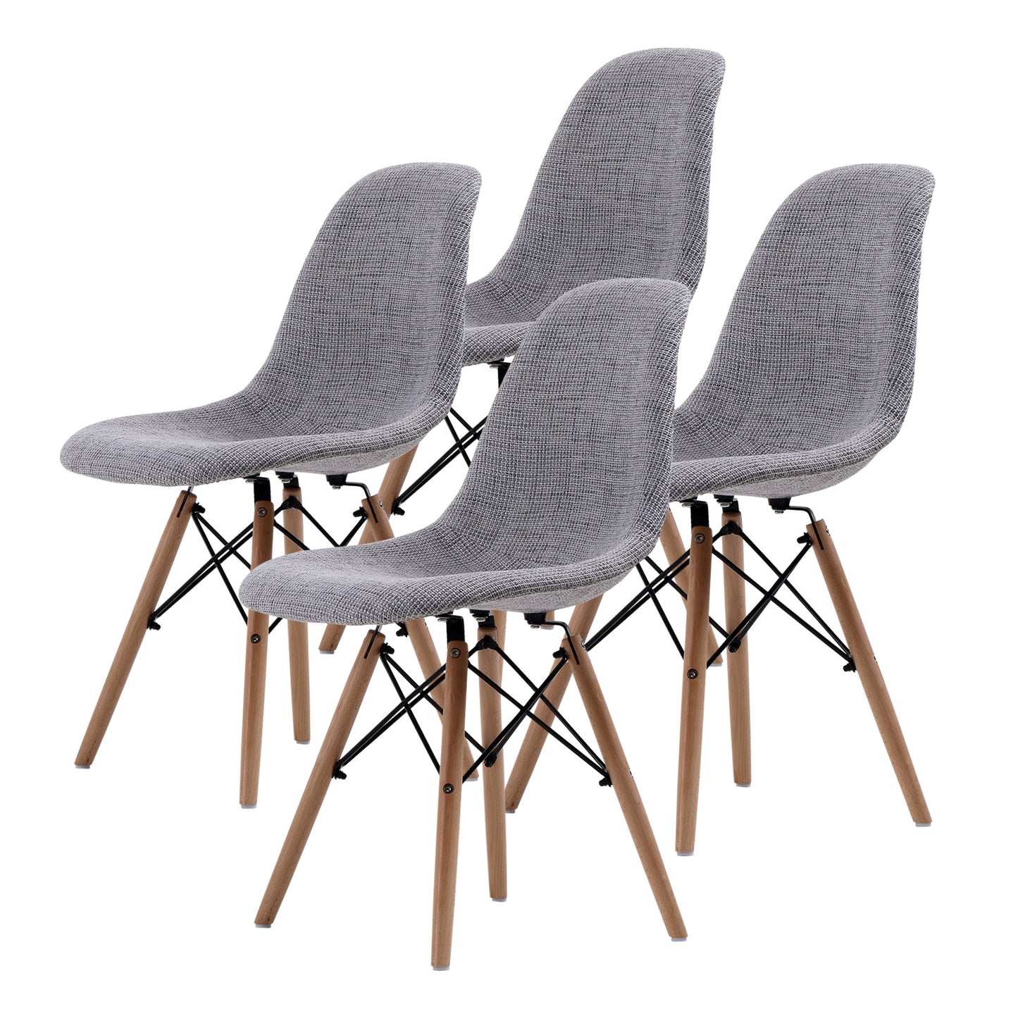 La Bella 4 Set Retro Dining Cafe Chair DSW Fabric - Grey