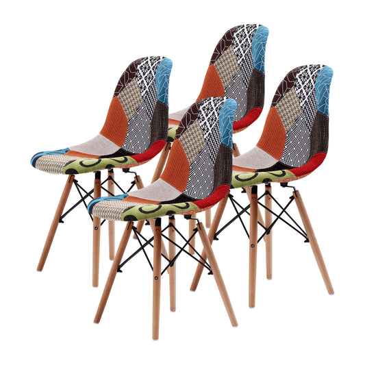 La Bella 4 Set Retro Dining Cafe Chair DSW Fabric - Multi Colour