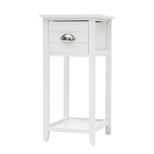 La Bella Bedside Table Drawer Vintage Side Table Storage Cabinet Bedroom VALERIE - White