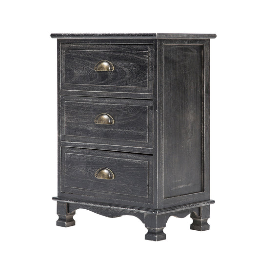 La Bella Bedside Table 3 Drawer Vintage Side Table Storage Cabinet Bedroom CLARA - Black