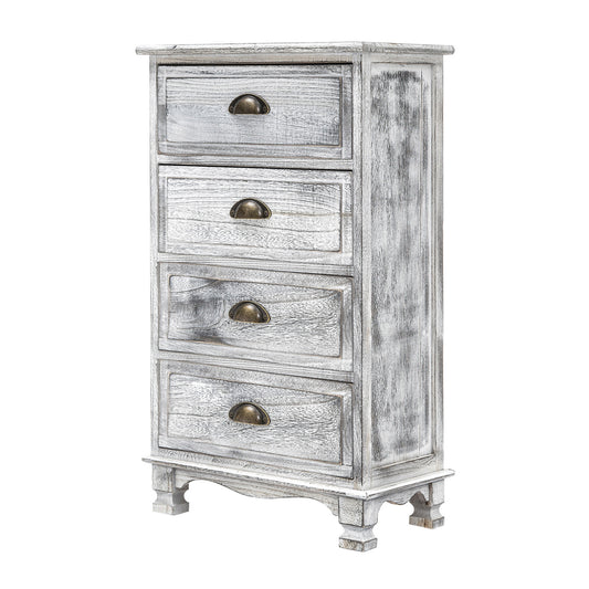 La Bella Bedside Table 4 Drawer Vintage Side Table Storage Cabinet Bedroom ADELINE - Grey