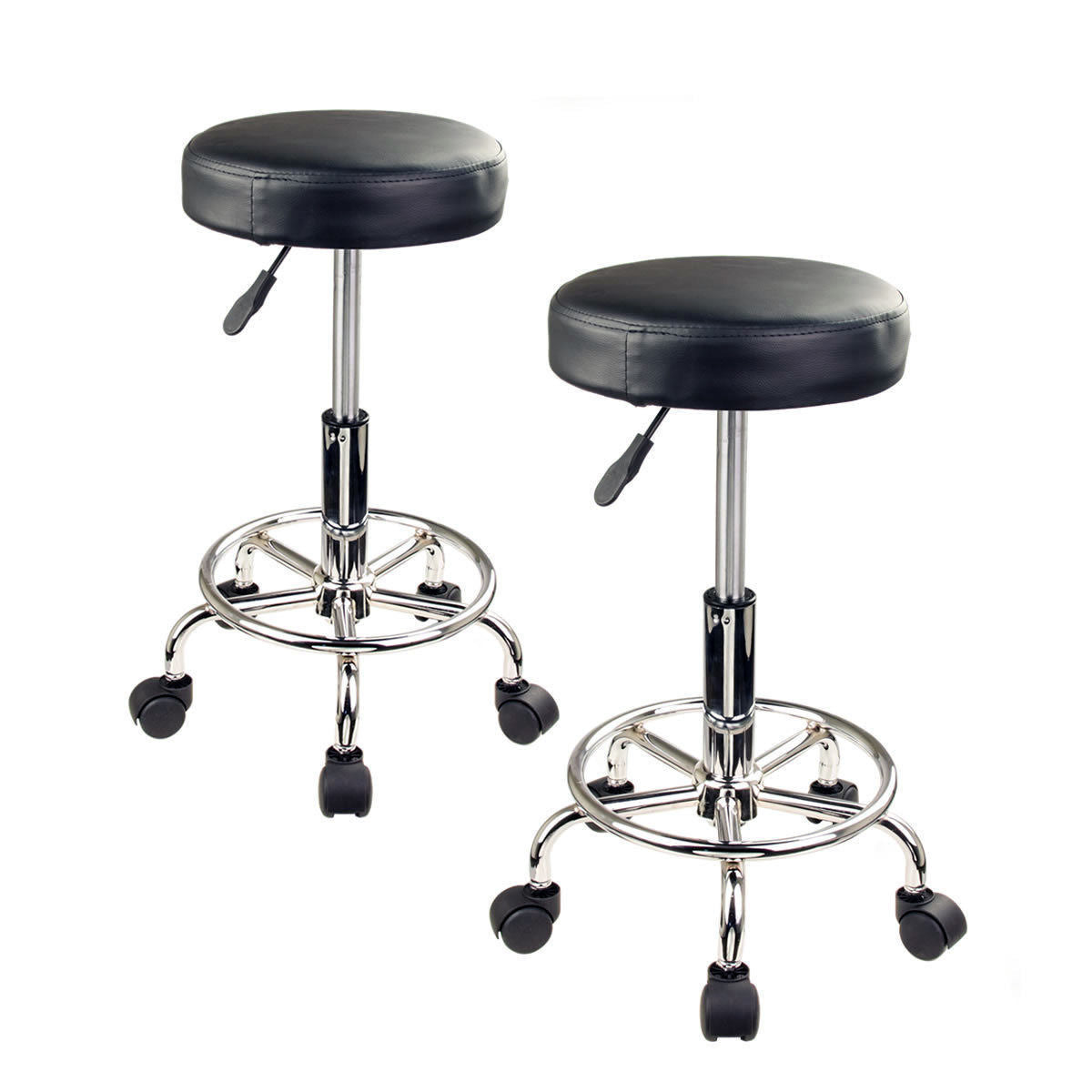 Forever Beauty 2 Set Black Hair Salon Barber Stool Lift Swivel Round Type