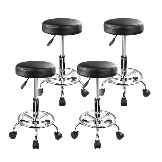 Forever Beauty 4 Set Black Hair Salon Barber Stool Lift Swivel Round Type