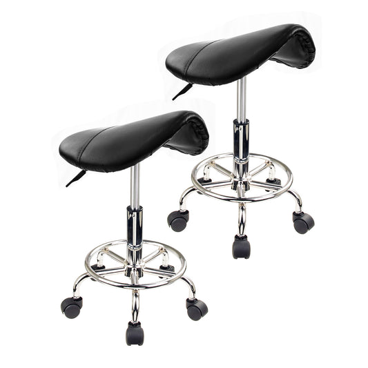 Forever Beauty 2 Set Black Hair Salon Barber Stool Lift Swivel Saddle Type