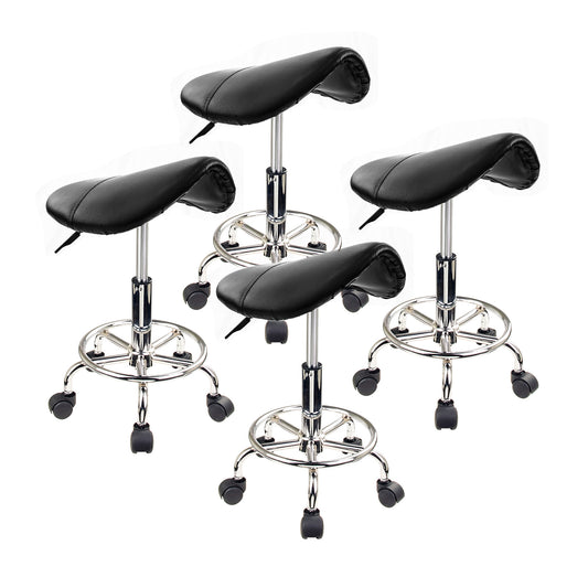 Forever Beauty 4 Set Black Hair Salon Barber Stool Lift Swivel Saddle Type