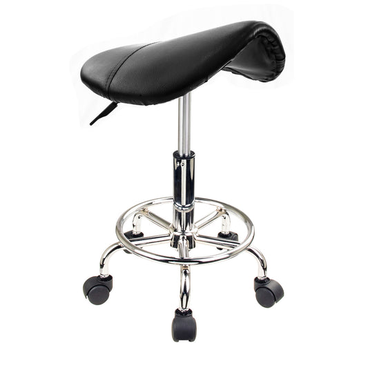 Forever Beauty Black Hair Salon Barber Stool Lift Swivel Saddle Type