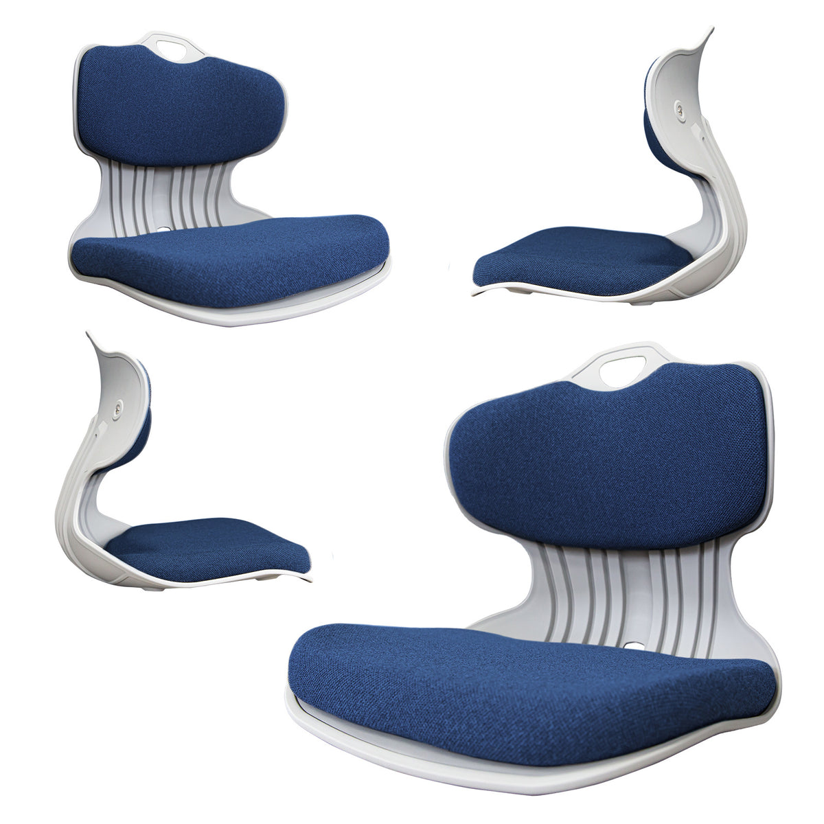 Samgong 4 Set Slender Chair Posture Correction Seat Floor Lounge Stackable - Blue