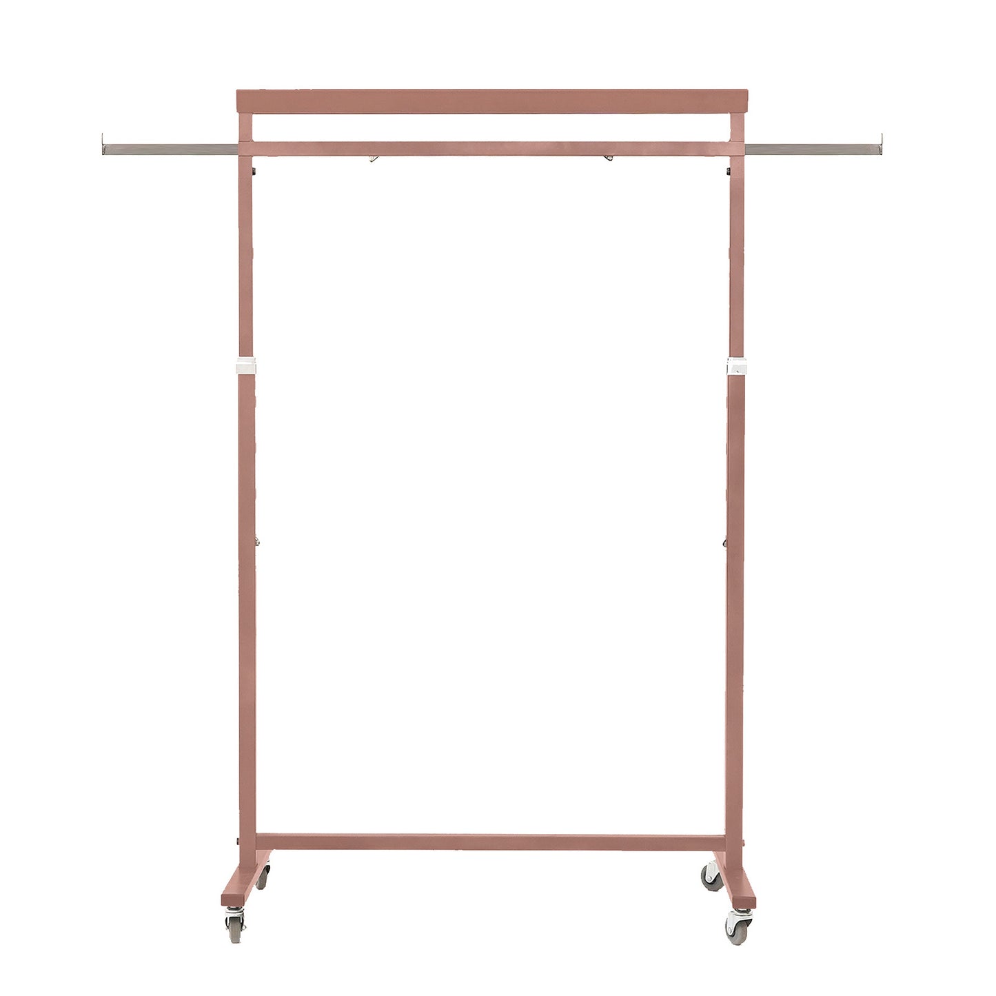 Meoktong Clothes Rack Coat Stand Hanging Adjustable Rollable Steel - Rose Gold