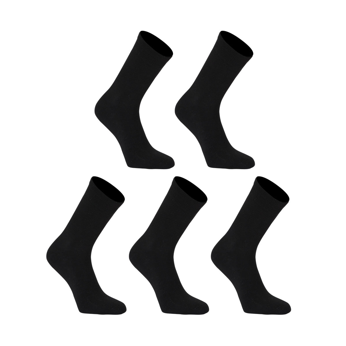 Rexy 5 Pack 3D Seamless Crew Socks Slim Breathable Small - Black