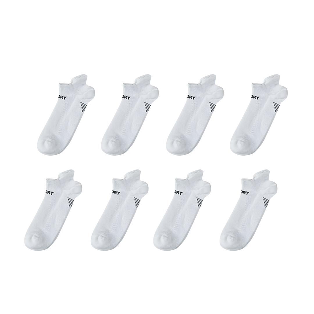 Rexy 8 Pack Seamless Sport Sneakers Socks Non-Slip Heel Tab Medium - White