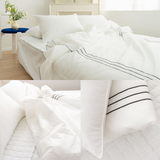Saesom Double Flua Snow Comforter Set Cool Lightweight Quilt Bedspread Bedding Coverlet - White