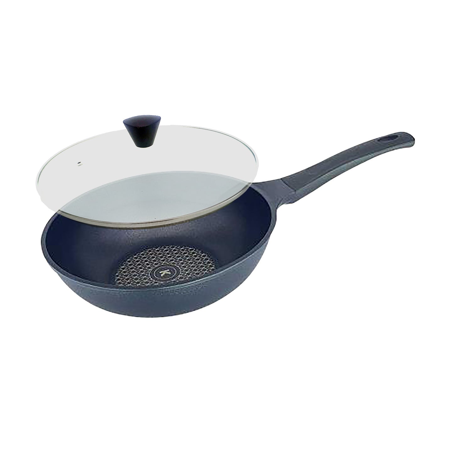 KOMAN Titanium Coating Wok Pan 26cm Non-Stick + Glass Lid