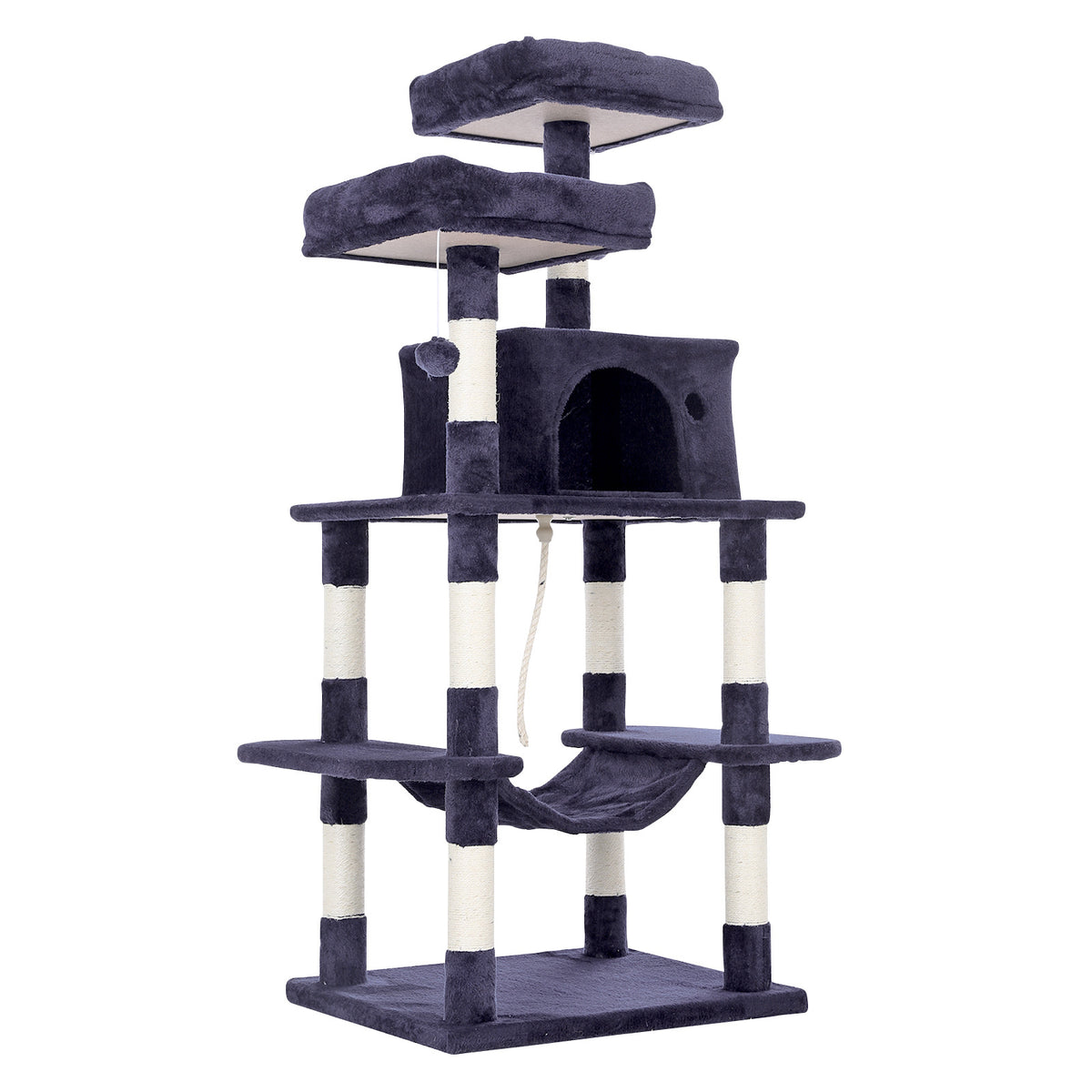 Paw Mate Cat Tree Sisal Scratching Post 145cm WHISKY Scratcher Pole Condo House Tower - Grey