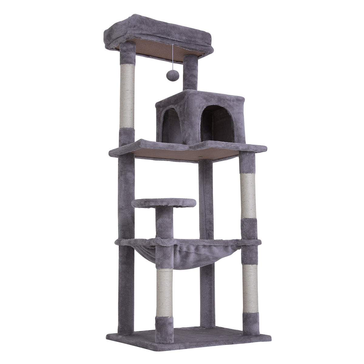 Paw Mate Cat Tree Sisal Scratching Post 143cm CATOPIA Scratcher Pole Condo House Tower - Grey