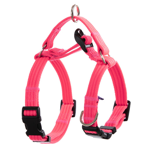 Banhamsisun L Dog Double-Lined Straps Harness Adjustable No Pull - Neon Carol-Pink