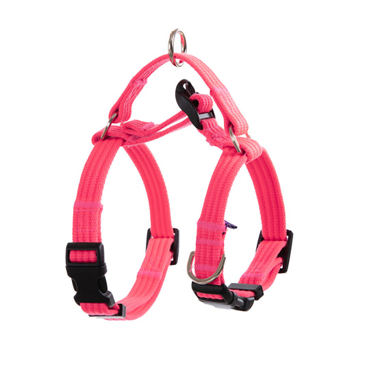 Banhamsisun M Dog Double-Lined Straps Harness Adjustable No Pull - Neon Carol-Pink