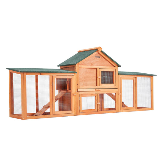 Paw Mate Rabbit Hutch Chicken Coop Large Cage 204x45x85cm 2 Storey Run