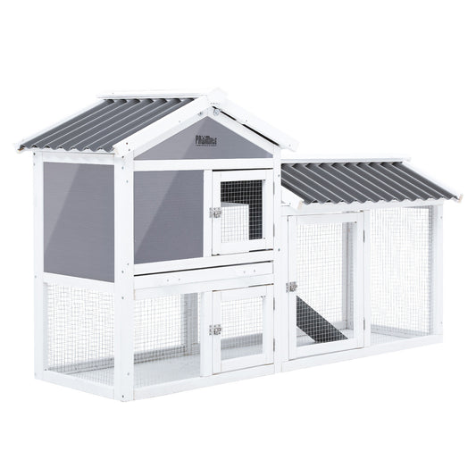Paw Mate Rabbit Hutch Chicken Coop 147cm 2 Storey Pet Cage Run