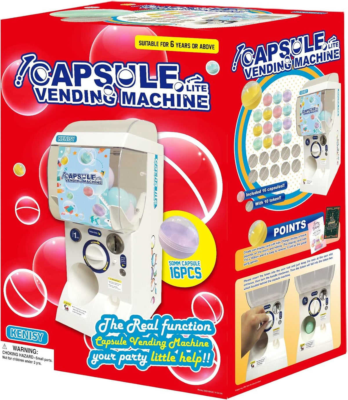 Kenisy Gachapon Capsule Toy Vending Machine Lite Mini Collectible Gacha Dispenser Stackable - White