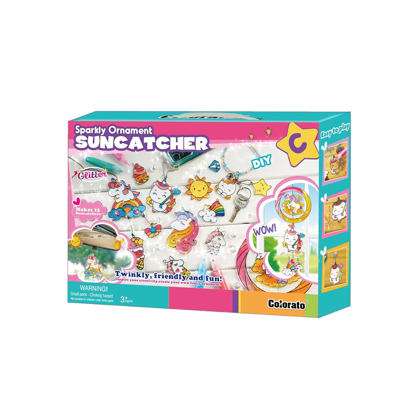 Colorato Sparkly Ornament Suncatcher - DIY for Kids Art Craft Colouring Painting Set