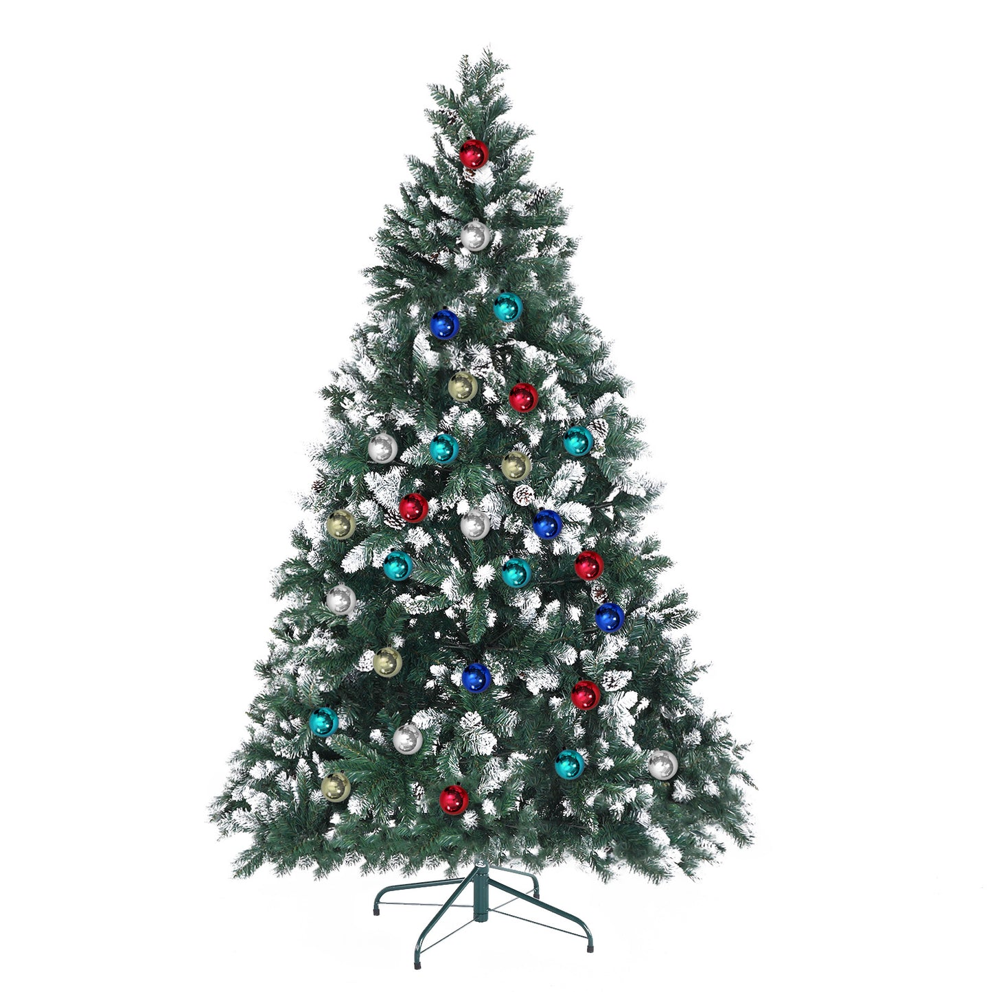 Home Ready Snowy Christmas Tree Xmas Pine Cones 7Ft 210cm 1290 tips + Bauble Balls