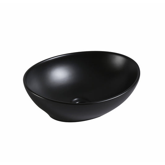 Muriel Ceramic Bathroom Basin Vanity Sink Oval Above Counter Top Mount Bowl 41 x 34 x 14.5cm - Black