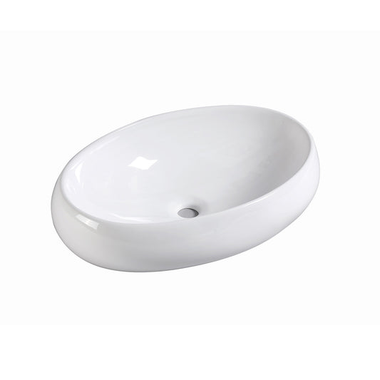 Muriel Ceramic Bathroom Basin Vanity Sink Oval Above Counter Top Mount Bowl 48 x 34 x 14.5cm - White