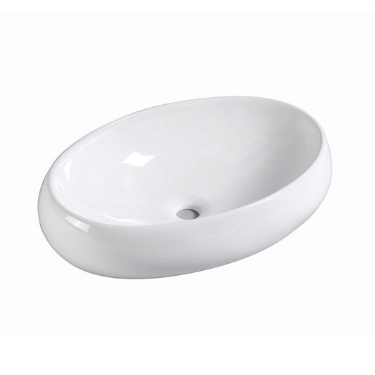 Muriel Ceramic Bathroom Basin Vanity Sink Oval Above Counter Top Mount Bowl 59 x 40 x 14.5cm - White