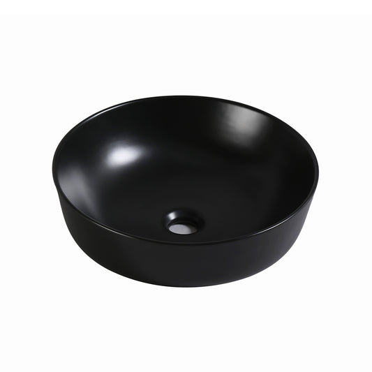 Muriel Ceramic Bathroom Basin Vanity Sink Round Above Counter Top Mount Bowl 42 x 42 x 13.5cm - Black