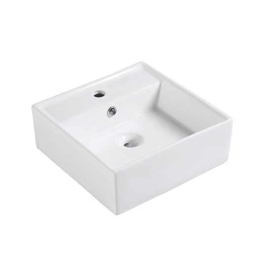 Muriel Ceramic Bathroom Basin Vanity Sink Square Above Counter Top Mount Bowl 42 x 42 x 15cm - White