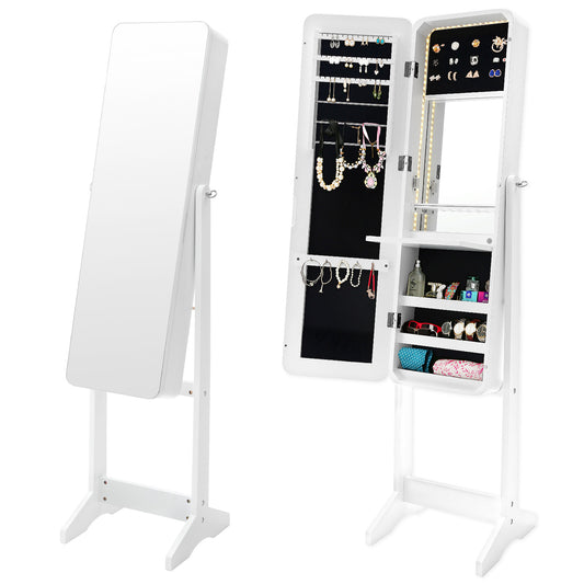 La Bella Mirror Jewellery Cabinet FLASHY 146cm LED - White