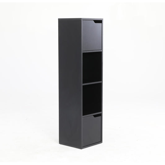 La Bella Bathroom Storage Cabinet 119cm Organiser Cupboard Shelf Tall Slim - Black