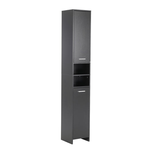 La Bella Bathroom Storage Cabinet 185cm Organiser Cupboard Shelf Tall Slim - Black