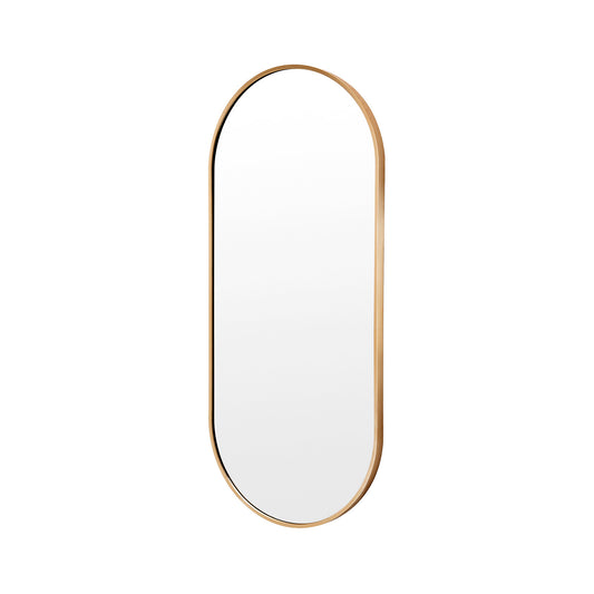 La Bella Wall Mirror Oval Aluminum Frame Makeup Decor Bathroom Vanity 45 x 100cm - Gold