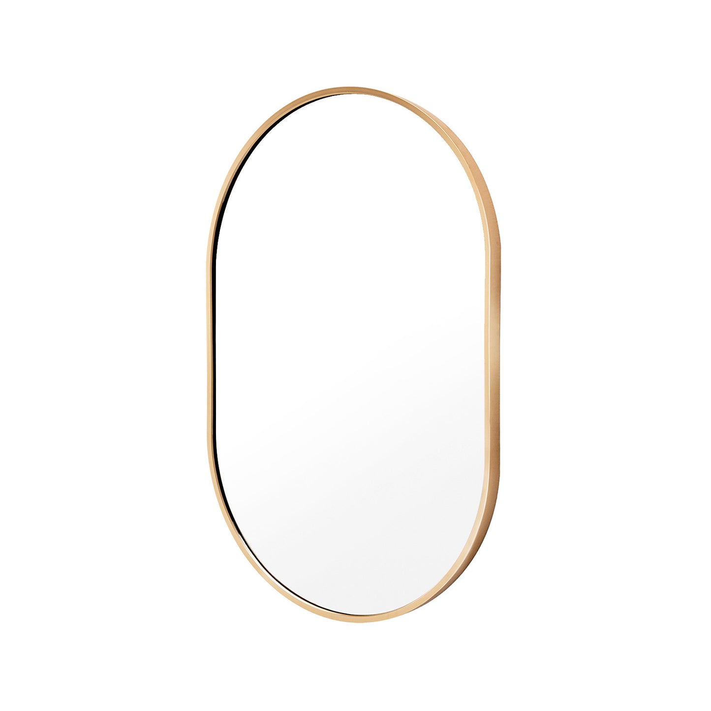 La Bella Wall Mirror Oval Aluminum Frame Makeup Decor Bathroom Vanity 50 x 75cm - Gold