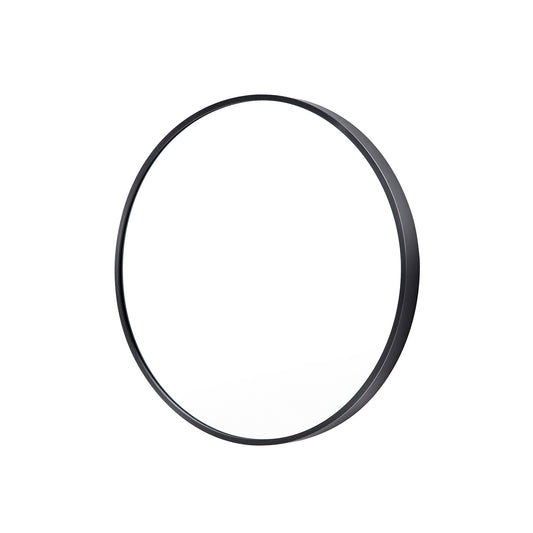 La Bella Wall Mirror Round Aluminum Frame Makeup Decor Bathroom Vanity 50cm - Black