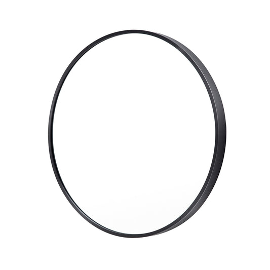 La Bella Wall Mirror Round Aluminum Frame Makeup Decor Bathroom Vanity 80cm - Black