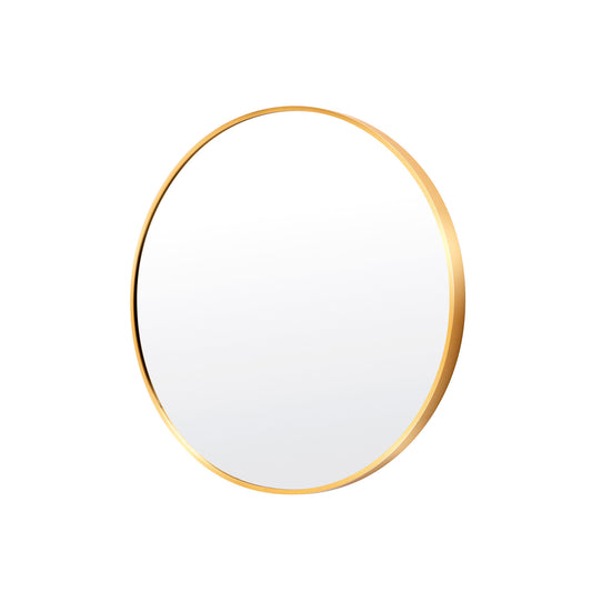 La Bella Wall Mirror Round Aluminum Frame Makeup Decor Bathroom Vanity 50cm - Gold