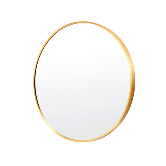 La Bella Wall Mirror Round Aluminum Frame Makeup Decor Bathroom Vanity 70cm - Gold