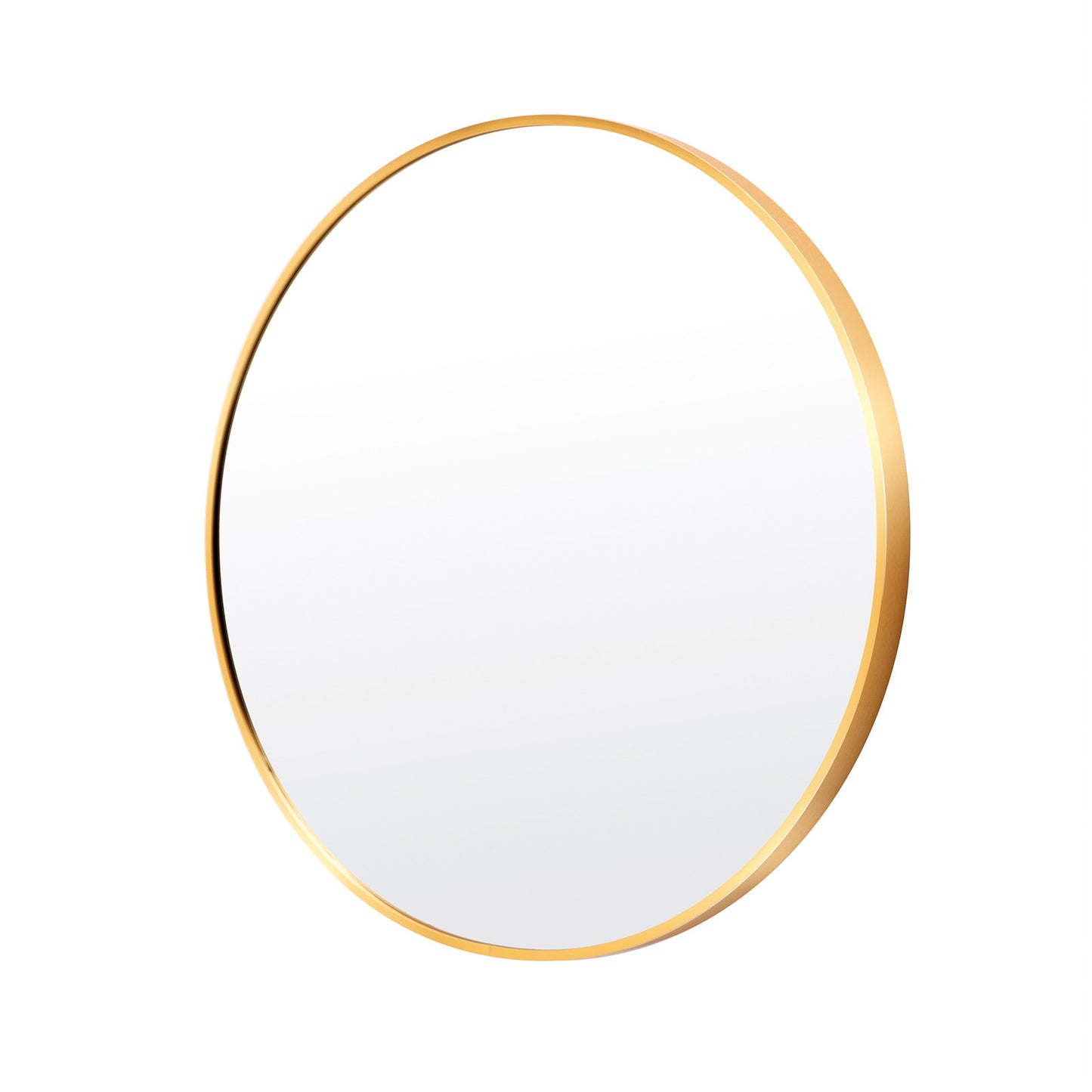 La Bella Wall Mirror Round Aluminum Frame Makeup Decor Bathroom Vanity 80cm - Gold