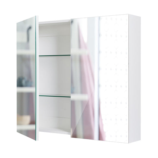 La Bella Bathroom Mirror Cabinet Wall Twin Door Shaving Storage 75 x 72 cm - White