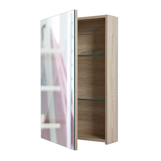 La Bella Bathroom Mirror Cabinet Wall Single Door Shaving Storage 45 x 72 cm - Oak